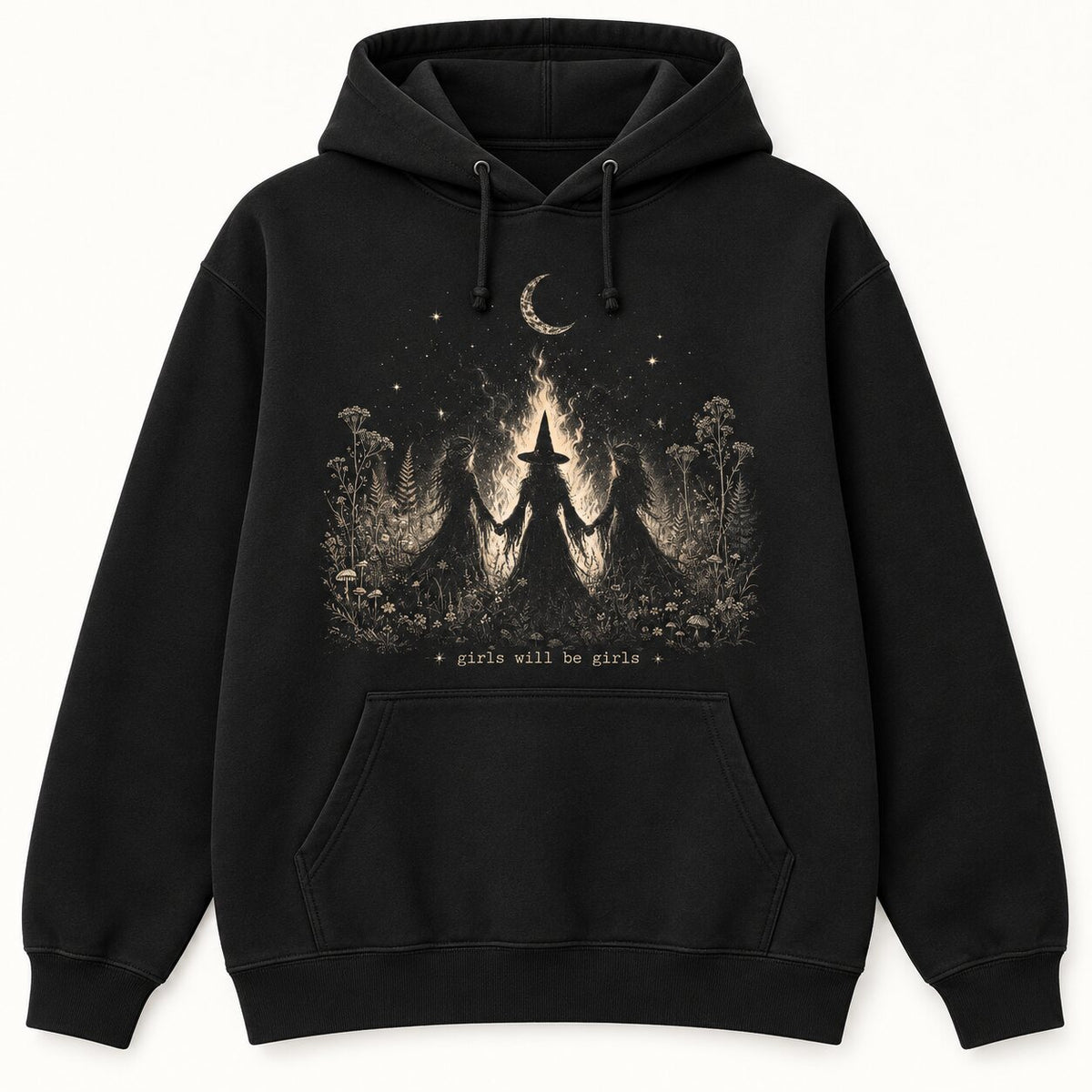 Girls Will Be Girls Witch Graphic T-Shirt, Sweatshirt & Hoodie – Halloween Witchy Spooky Season Tee