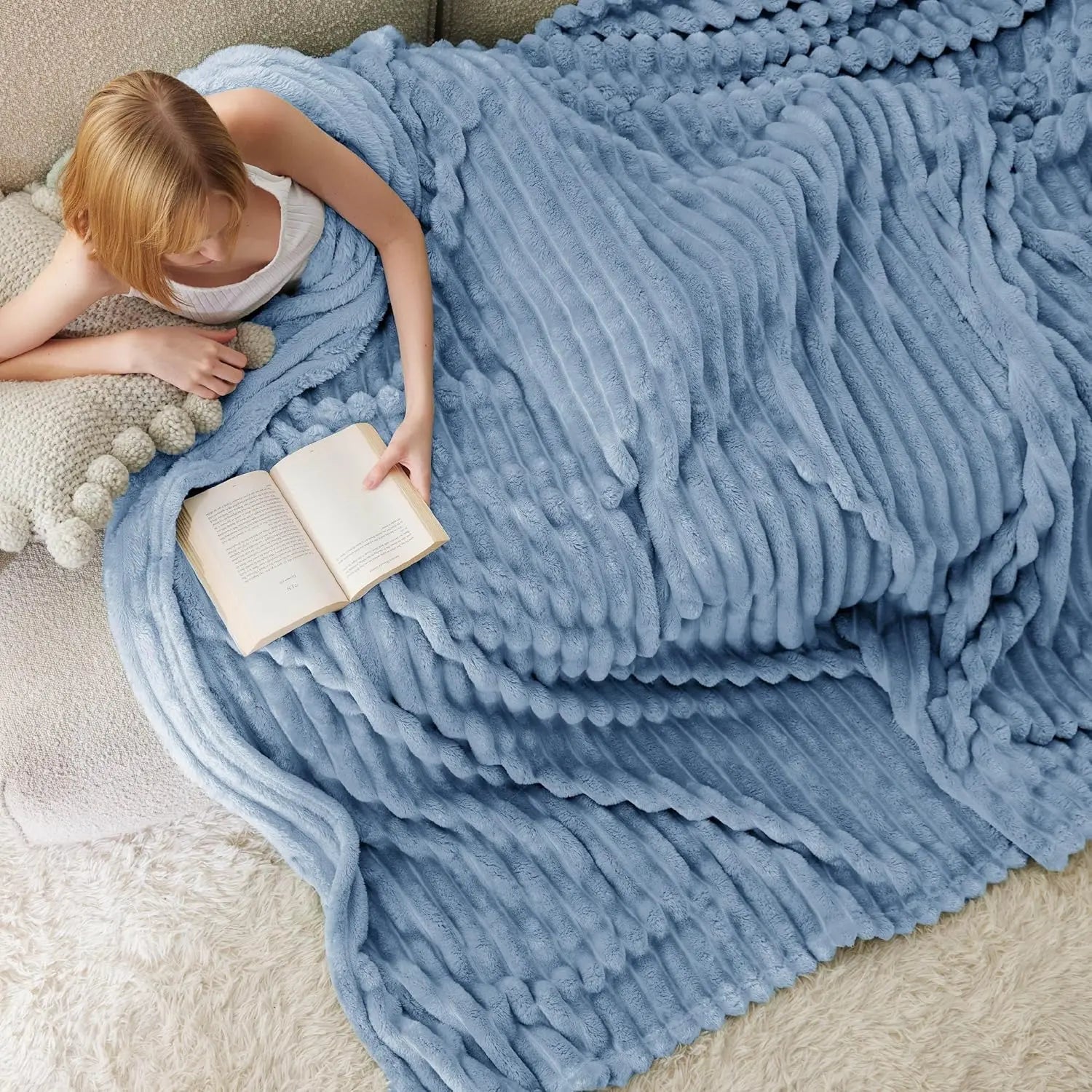 Bedsure Corduroy Fleece Blanket – Ultra Soft Cozy Throw Blanket for Sofa, Bed & Home Decor