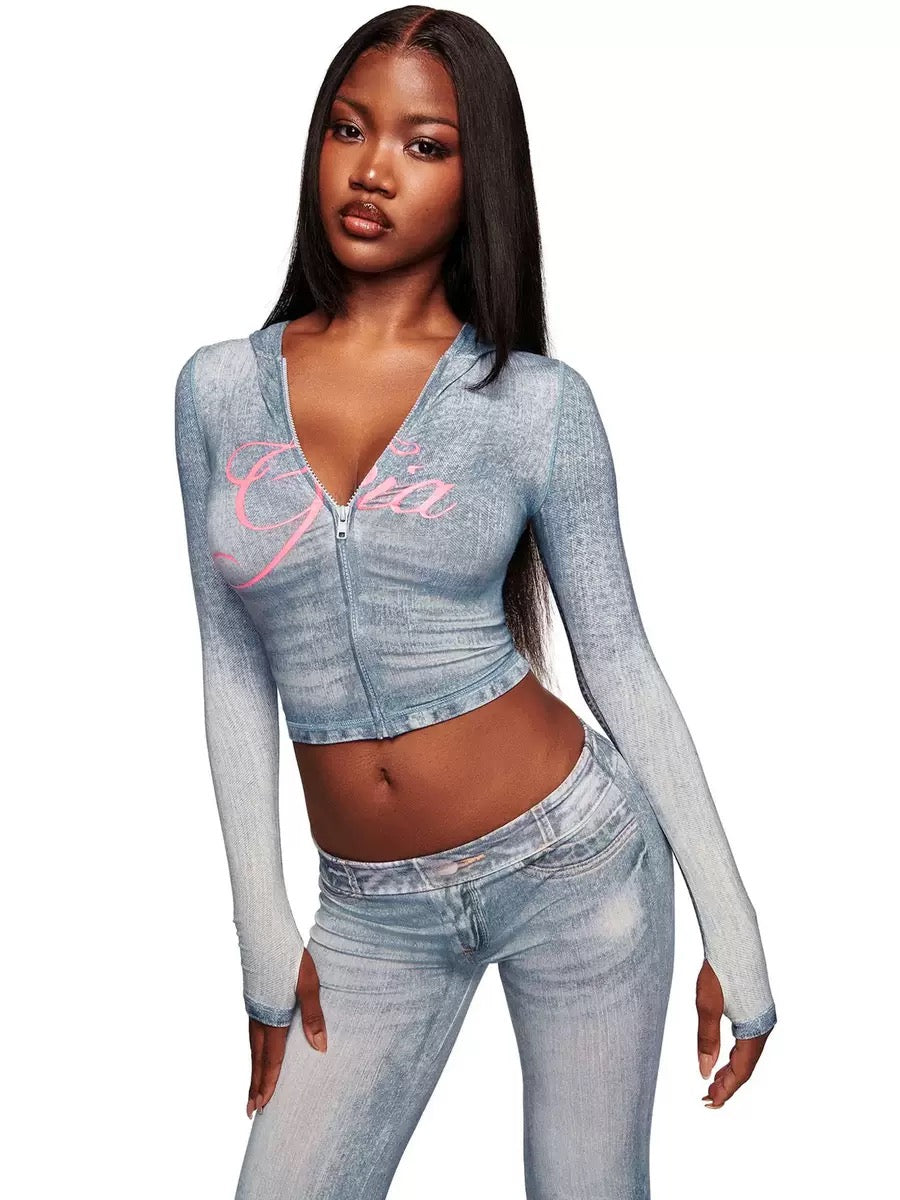 Women's Y2K Dark Leopard Zip Up Hoodie – Slim Fit Printed Hooded Jacket, Vintage Streetwear Fashion Top