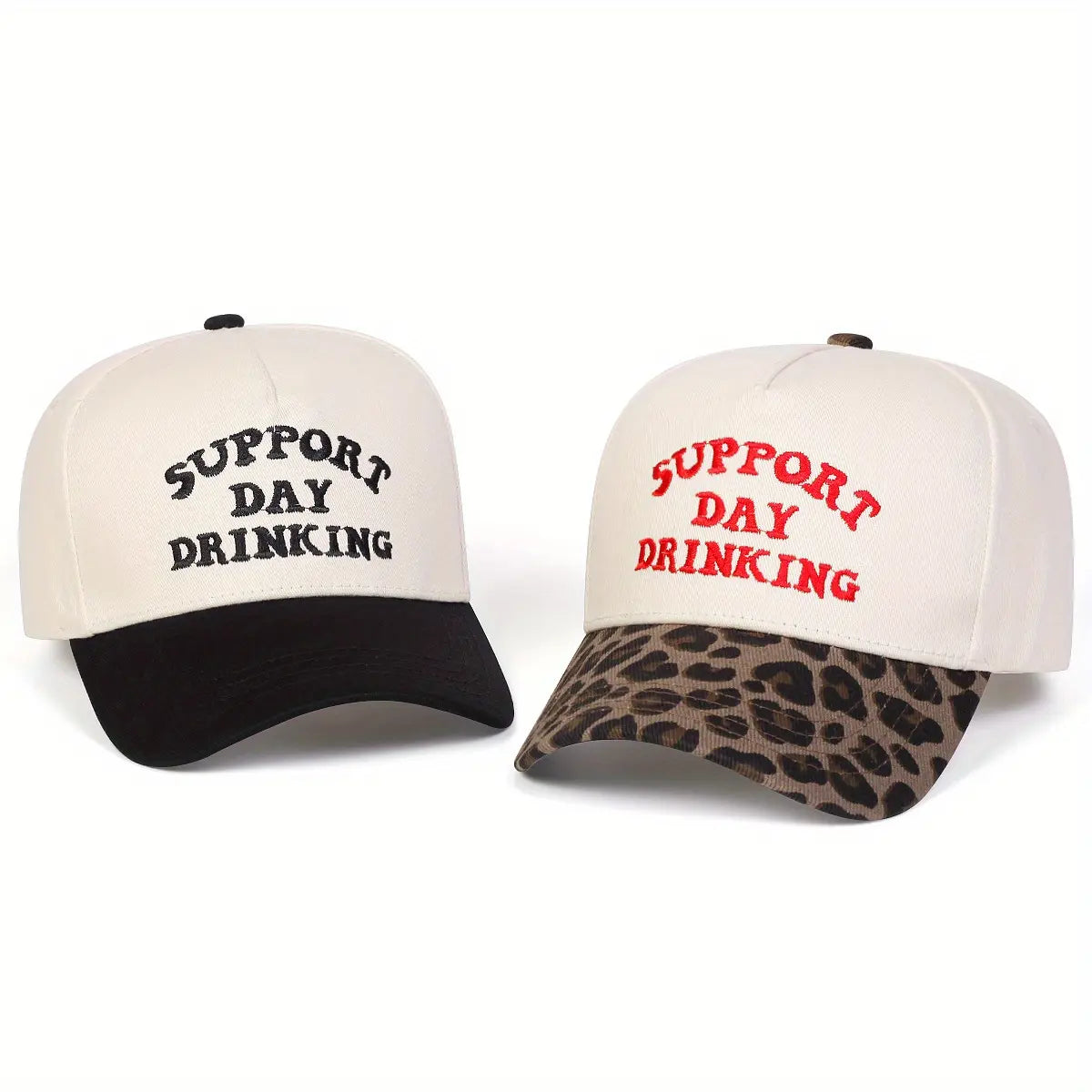 Support Day Drinking Hat – Funny Drinking Quote Two-Tone Baseball Cap, Adjustable Casual Hat for Parties, Vacations & Everyday Wear
