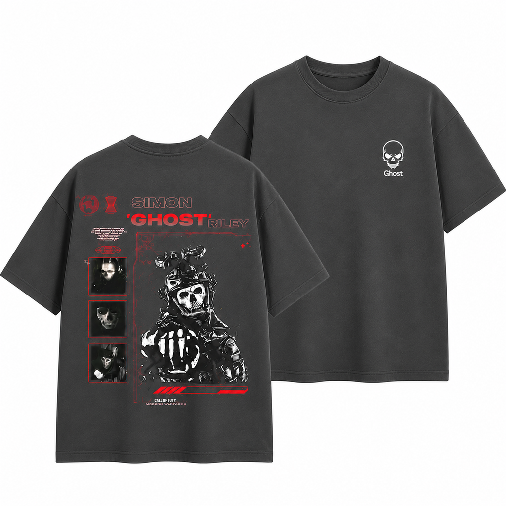 Ghost Skull Mask T-Shirt/Sweatshirt/Hoodie – Vintage Tactical Military Graphic Tee, Dark Gaming Inspired Streetwear