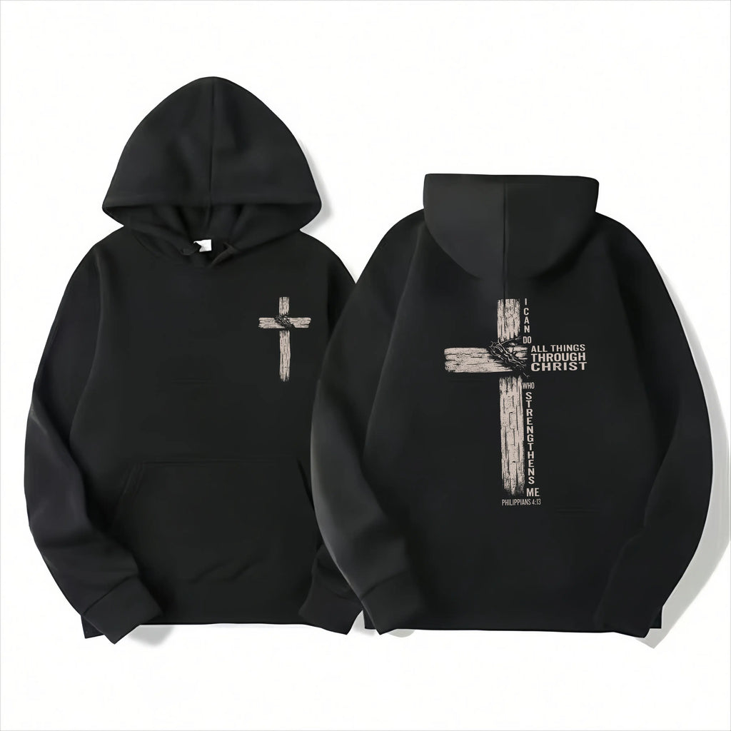 “I Can Do All Things Through Christ” Christian T-Shirt/Sweatshirt/Hoodie – Cross Graphic Philippians 4:13 Tee