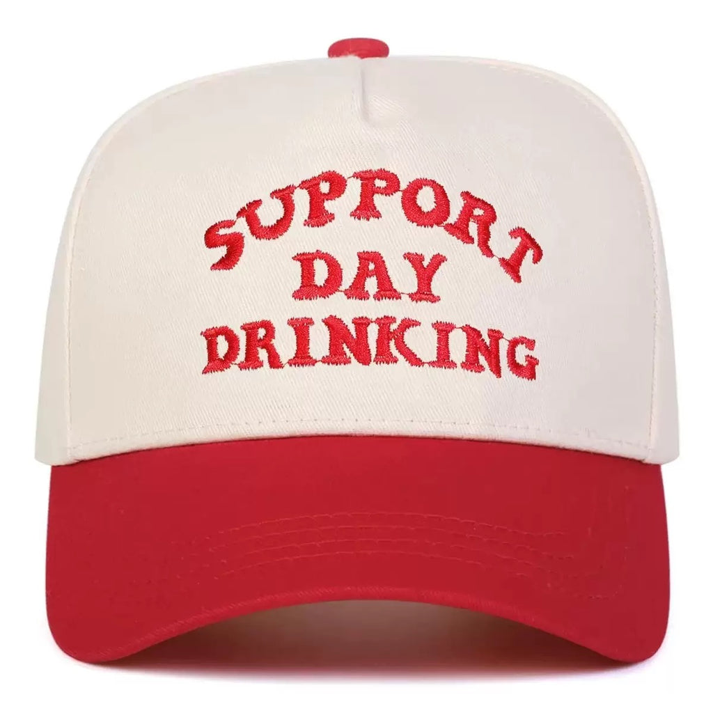 Support Day Drinking Hat – Funny Drinking Quote Two-Tone Baseball Cap, Adjustable Casual Hat for Parties, Vacations & Everyday Wear