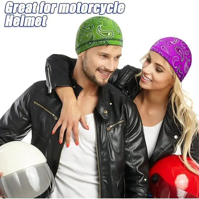 Paisley Print Skull Cap Beanie – Lightweight Stretchy Breathable Headwear, Unisex Streetwear Hat for Cycling, Running & Outdoor Sports