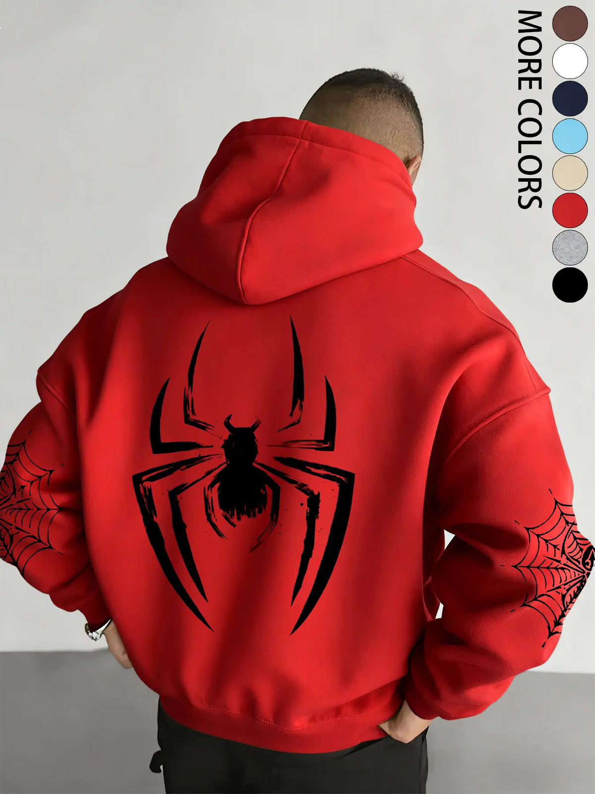 Red Spider Graphic T-Shirt, Sweatshirt & Hoodie – Oversized Back Print & Spider Web Sleeve Design, Y2K Streetwear