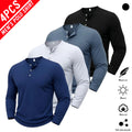 4-Pack Men’s Long Sleeve Henley Shirts – Classic Button Neck Casual Tops, Soft Comfortable Everyday Basic Shirts