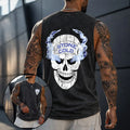 Vintage Wrestling Skull Graphic Tank Top – Washed Sleeveless Muscle Shirt for Gym, Workout, Streetwear & Casual Wear