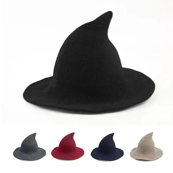 Classic Witch Hat for Women – Pointed Wide Brim Halloween Costume Hat, Solid Color Witchy Accessory for Parties, Cosplay & Dress Up