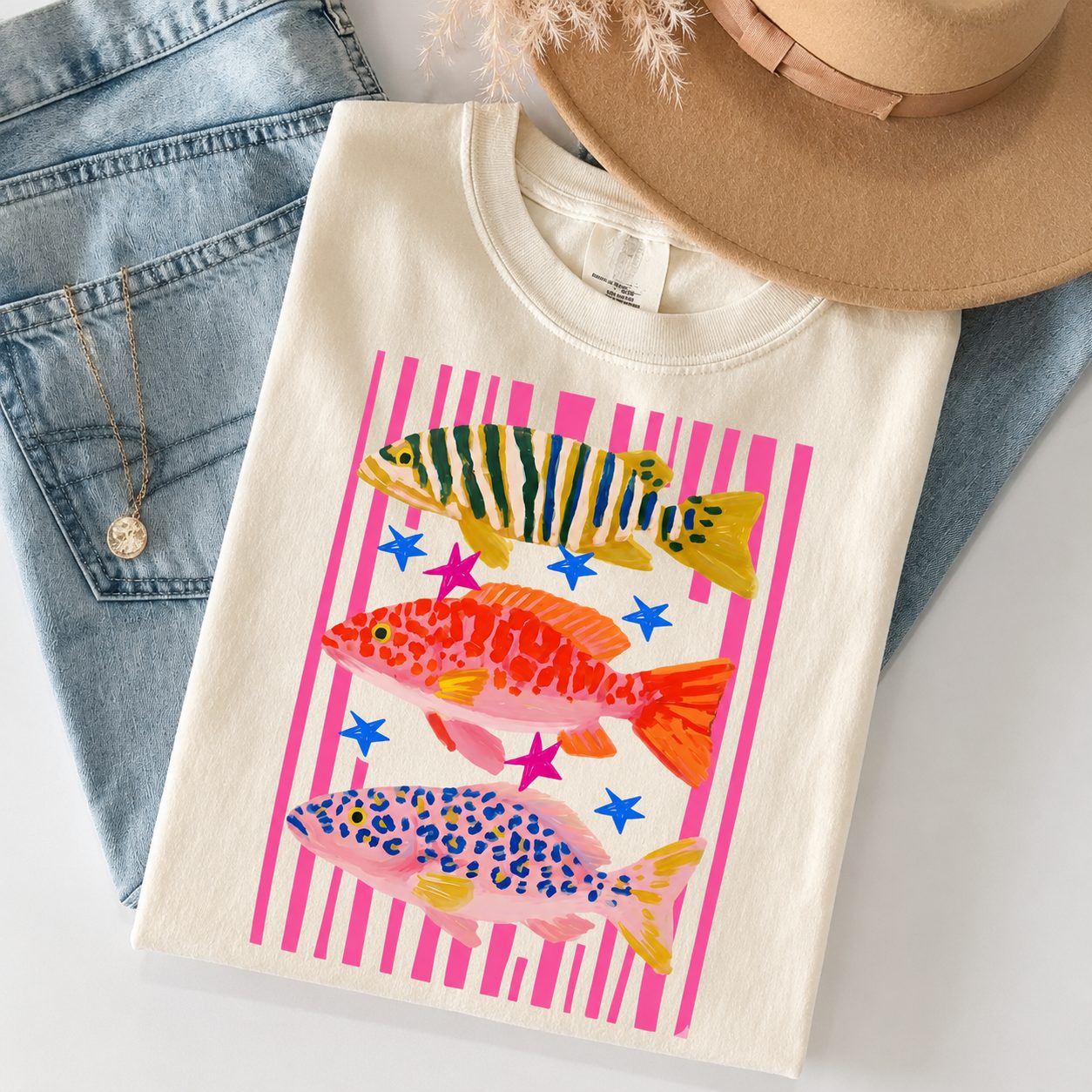 Girls Fish Too T-Shirt/Sweatshirt/Hoodie – Preppy Fish Graphic Summer Vacation Tee for Women