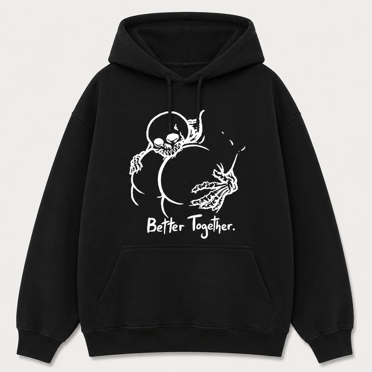 Better Together Skeleton Couple T-Shirt/Sweatshirt/Hoodie – Gothic Back Print Graphic Tee, Tattoo Style Streetwear, Couple Gift