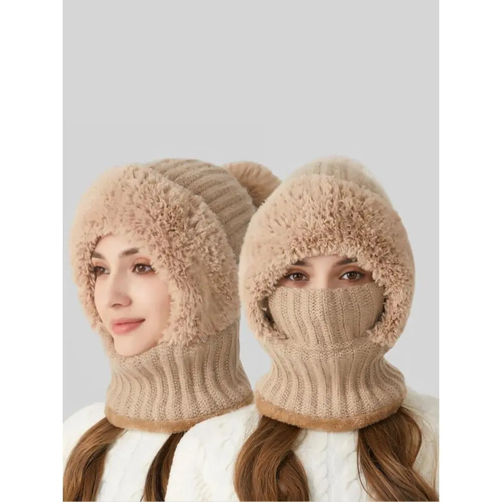 Women's Fuzzy Knit Beanie Hat – Cute Plush Warm Winter Cap, Thick Yarn Cozy Hat for Fall & Winter Fashion