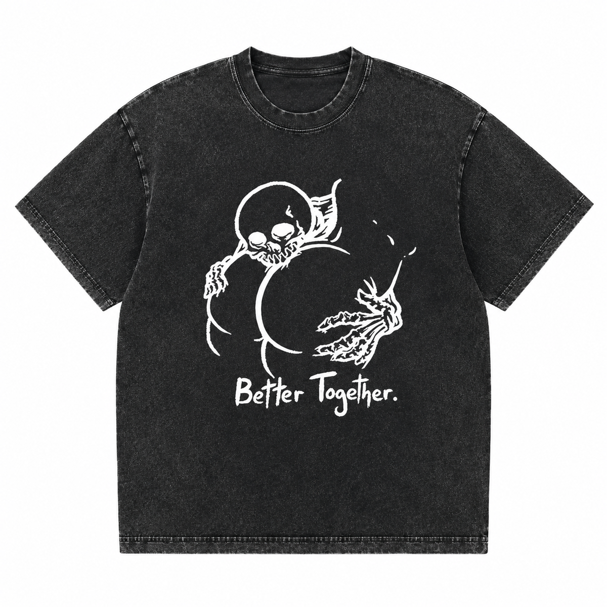 Better Together Skeleton Couple T-Shirt/Sweatshirt/Hoodie – Gothic Back Print Graphic Tee, Tattoo Style Streetwear, Couple Gift