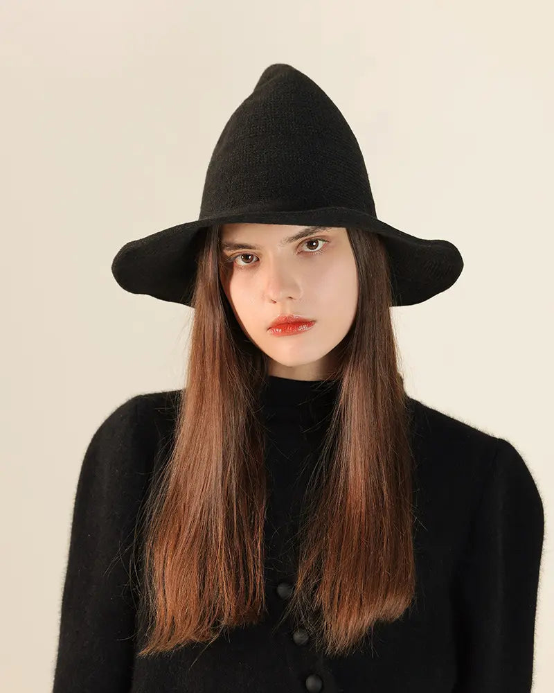 Classic Witch Hat for Women – Pointed Wide Brim Halloween Costume Hat, Solid Color Witchy Accessory for Parties, Cosplay & Dress Up