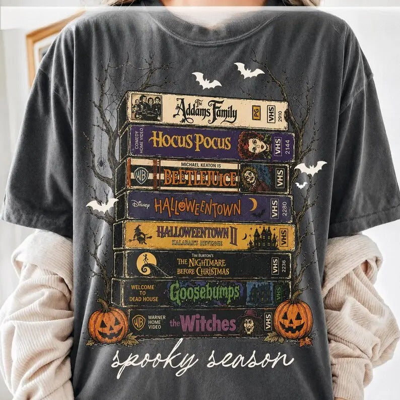 Vintage Halloween VHS Movie T-Shirt/Sweatshirt/Hoodie – Retro Horror Graphic Apparel for Spooky Season Lovers