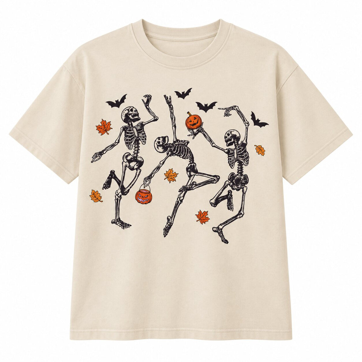 Dancing Skeletons Halloween Graphic T-Shirt, Sweatshirt & Hoodie – Funny Pumpkin & Spooky Season Design
