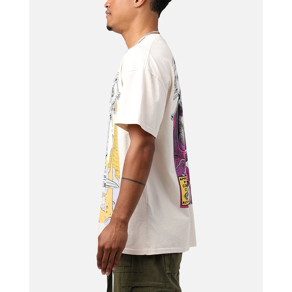Marvel Silver Surfer Graphic T-Shirt – Off White Heavyweight Cotton Tee, Retro Comic Superhero Streetwear, Oversized Casual Fit