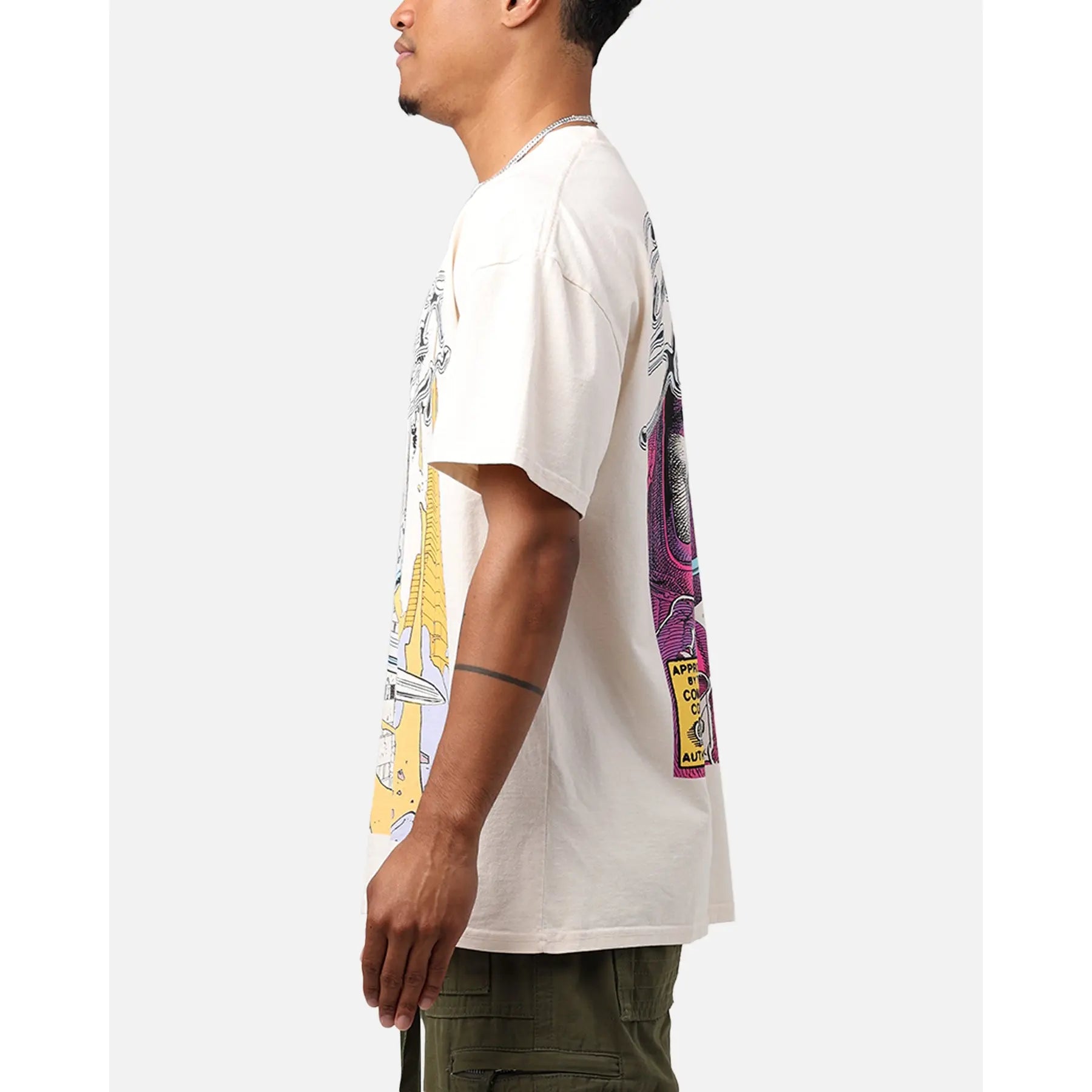 Marvel Silver Surfer Graphic T-Shirt – Off White Heavyweight Cotton Tee, Retro Comic Superhero Streetwear, Oversized Casual Fit
