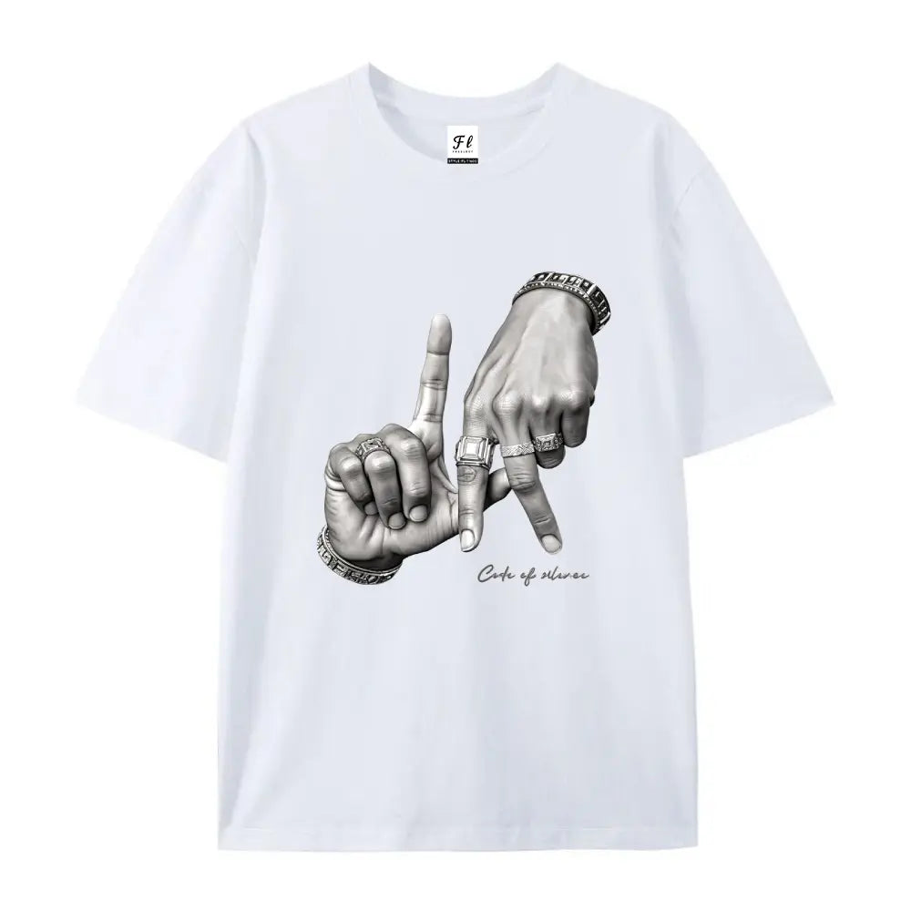 Hand Gesture Graphic T-Shirt, Sweatshirt & Hoodie – Y2K Urban Streetwear Ring Hand Graphic Casual Tee