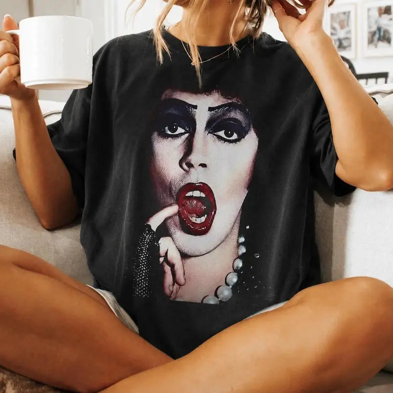 Frank-N-Furter Rocky Horror T-Shirt, Sweatshirt & Hoodie – Cult Classic Horror Musical Graphic, Retro Movie Character Tribute, Halloween Fan Gift