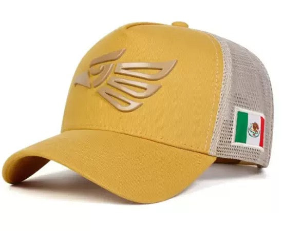 Mexico Eagle Patch Two-Tone Mesh Trucker Hat – Mexican Flag Baseball Cap, Casual Outdoor Streetwear Hat for Men & Women