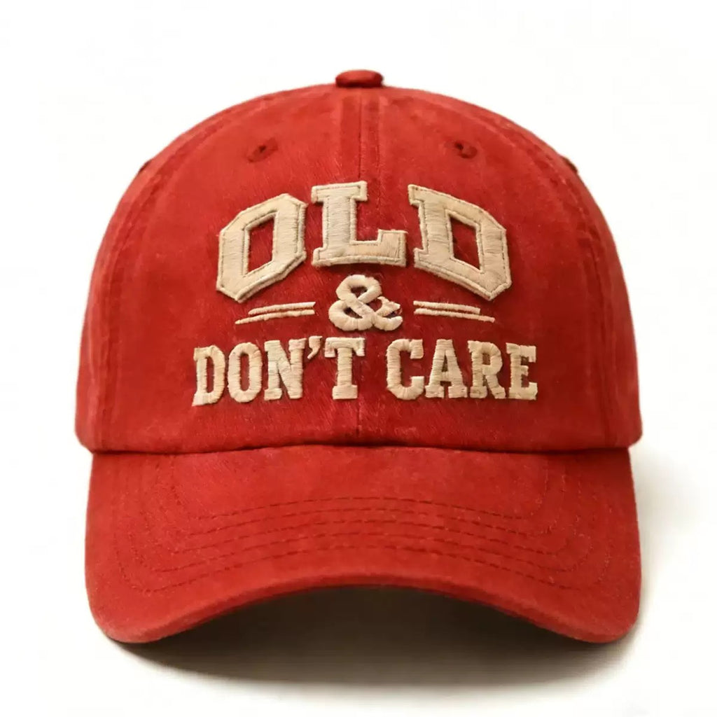 Old & Don’t Care Embroidered Baseball Cap – Funny Vintage Distressed Adjustable Hat for Dad & Grandpa
