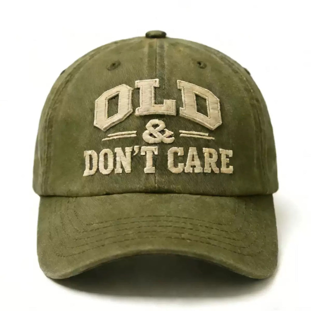 Old & Don’t Care Embroidered Baseball Cap – Funny Vintage Distressed Adjustable Hat for Dad & Grandpa