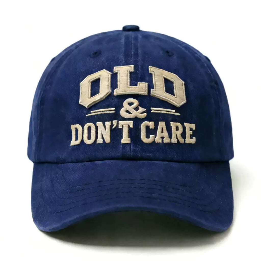 Old & Don’t Care Embroidered Baseball Cap – Funny Vintage Distressed Adjustable Hat for Dad & Grandpa