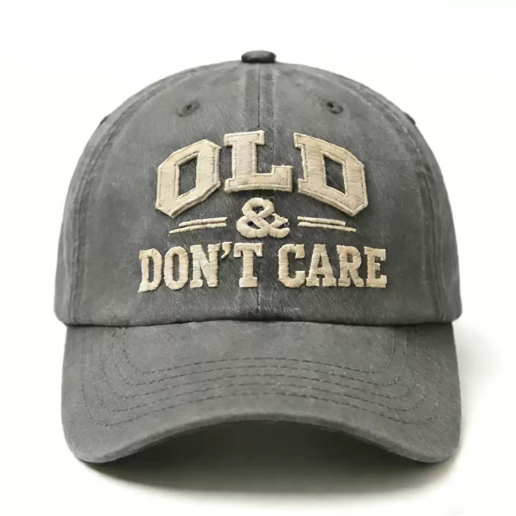 Old & Don’t Care Embroidered Baseball Cap – Funny Vintage Distressed Adjustable Hat for Dad & Grandpa