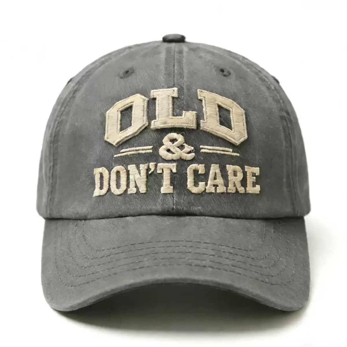 Old & Don’t Care Embroidered Baseball Cap – Funny Vintage Distressed Adjustable Hat for Dad & Grandpa