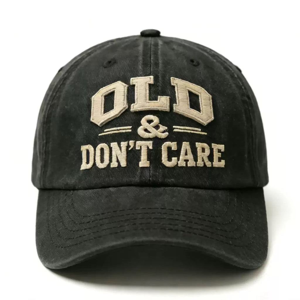Old & Don’t Care Embroidered Baseball Cap – Funny Vintage Distressed Adjustable Hat for Dad & Grandpa