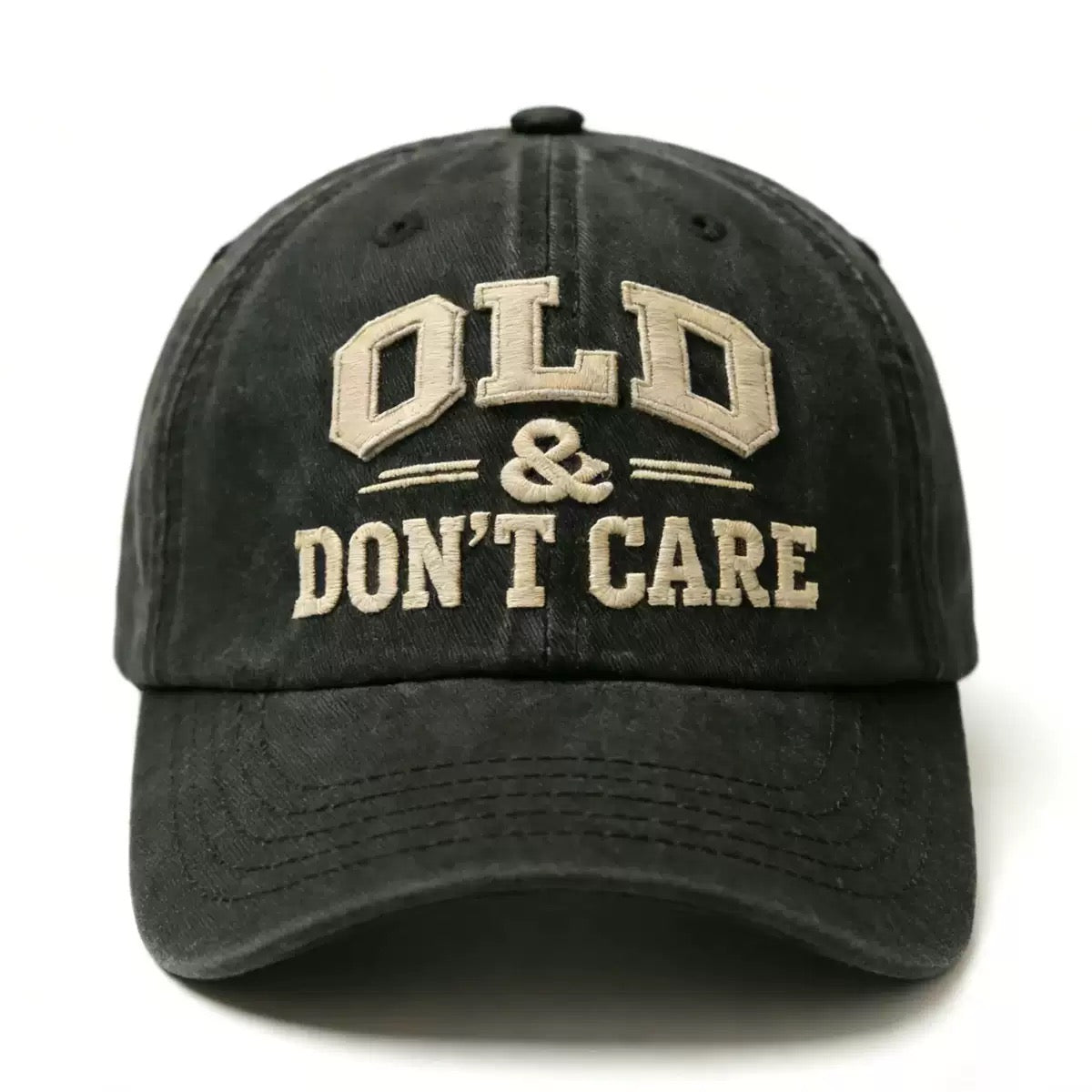 Old & Don’t Care Embroidered Baseball Cap – Funny Vintage Distressed Adjustable Hat for Dad & Grandpa