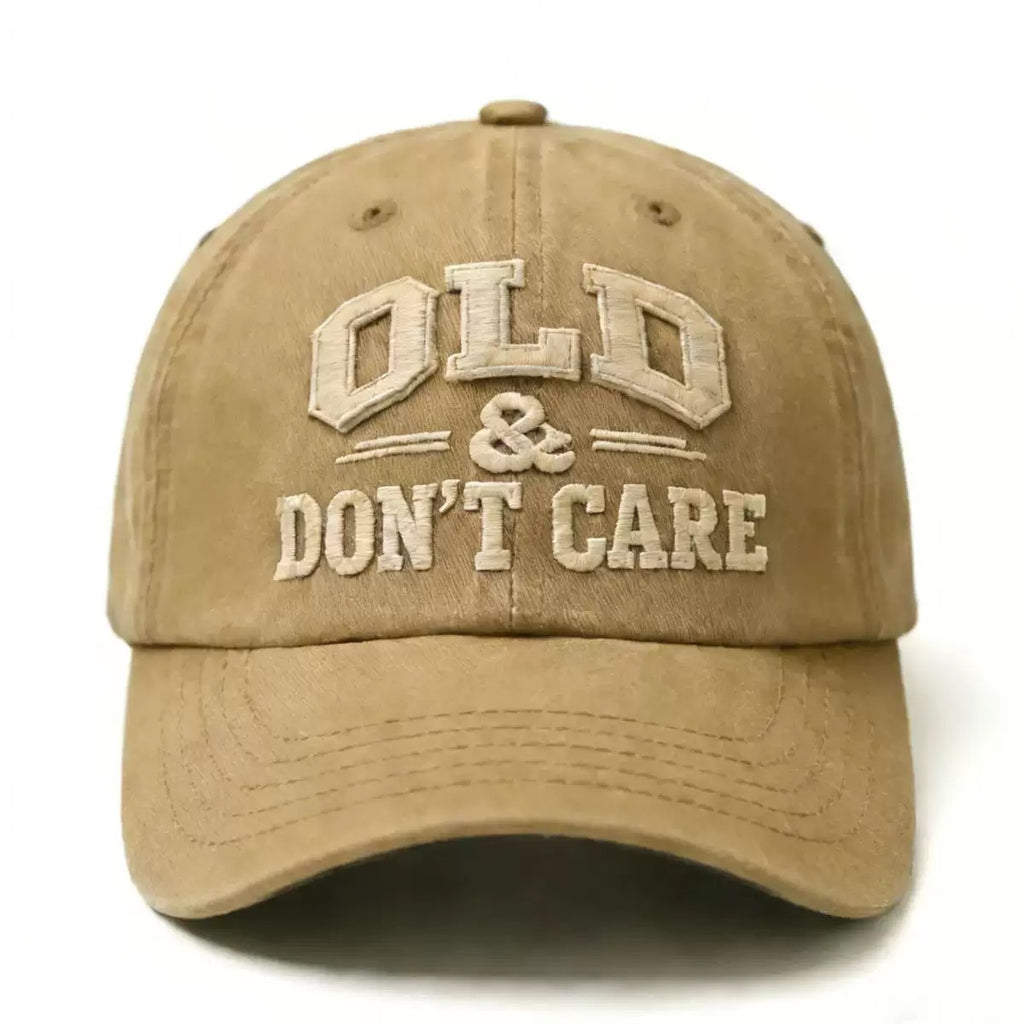 Old & Don’t Care Embroidered Baseball Cap – Funny Vintage Distressed Adjustable Hat for Dad & Grandpa