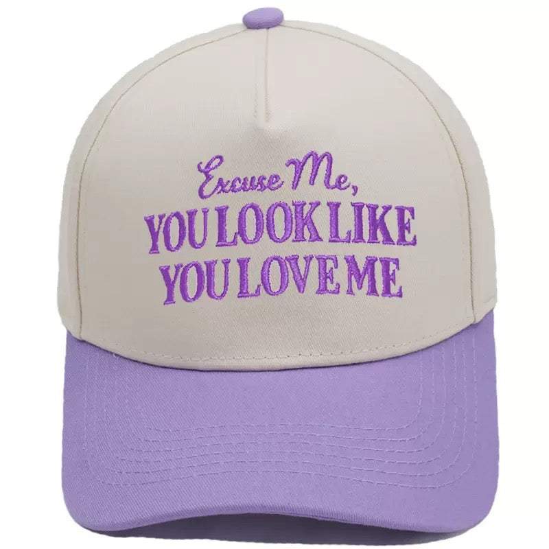 Excuse Me You Look Like You Love Me Trucker Hat – Two-Tone Camo Brim Snapback Cap, Funny Western Country Hat for Men & Women