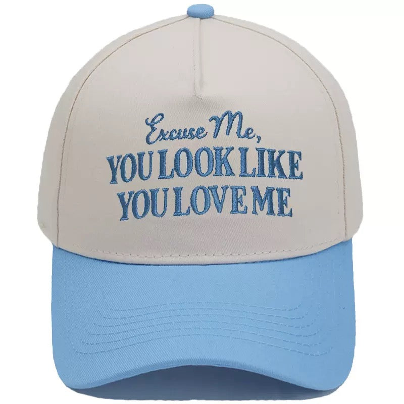 Excuse Me You Look Like You Love Me Trucker Hat – Two-Tone Camo Brim Snapback Cap, Funny Western Country Hat for Men & Women