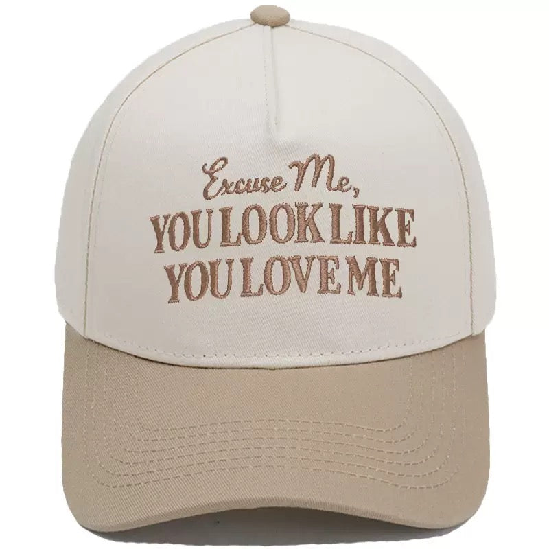 Excuse Me You Look Like You Love Me Trucker Hat – Two-Tone Camo Brim Snapback Cap, Funny Western Country Hat for Men & Women