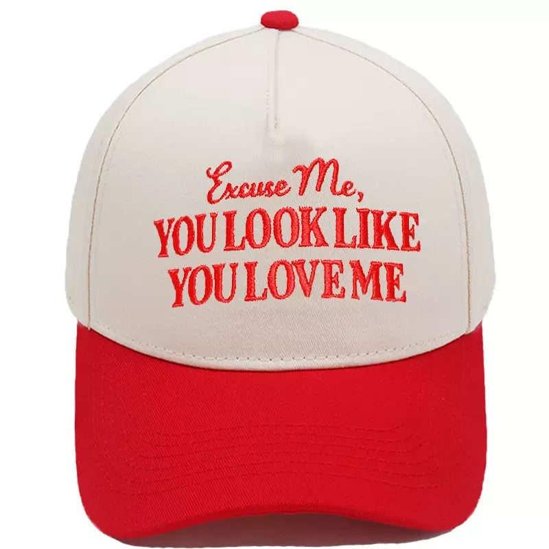 Excuse Me You Look Like You Love Me Trucker Hat – Two-Tone Camo Brim Snapback Cap, Funny Western Country Hat for Men & Women