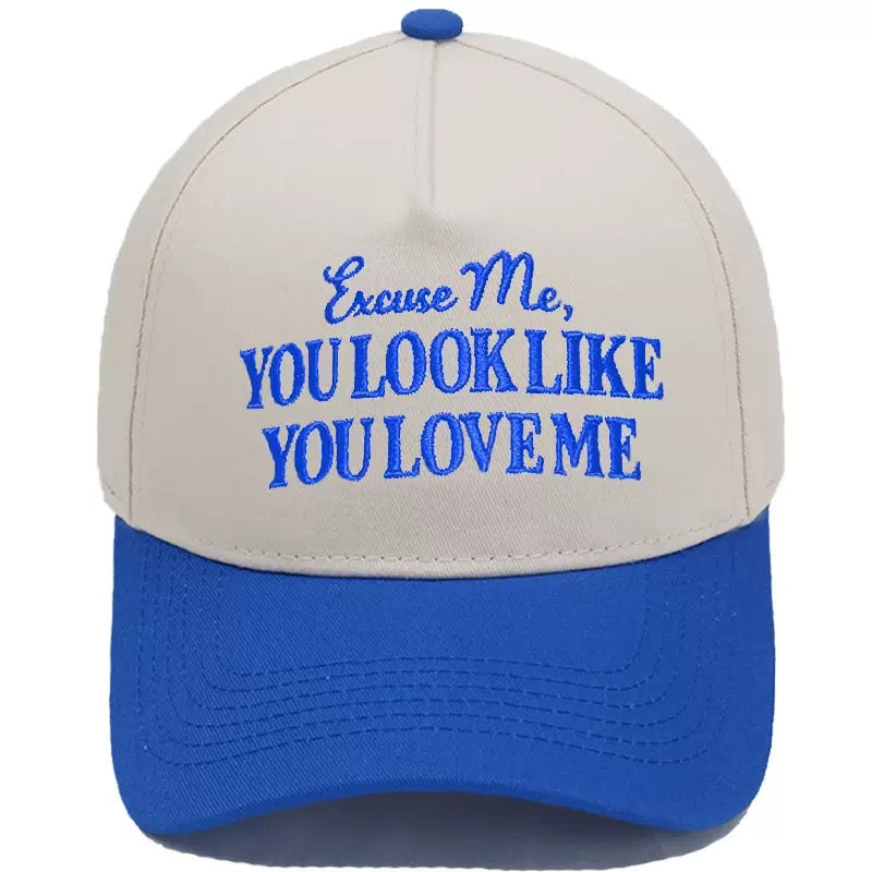 Excuse Me You Look Like You Love Me Trucker Hat – Two-Tone Camo Brim Snapback Cap, Funny Western Country Hat for Men & Women