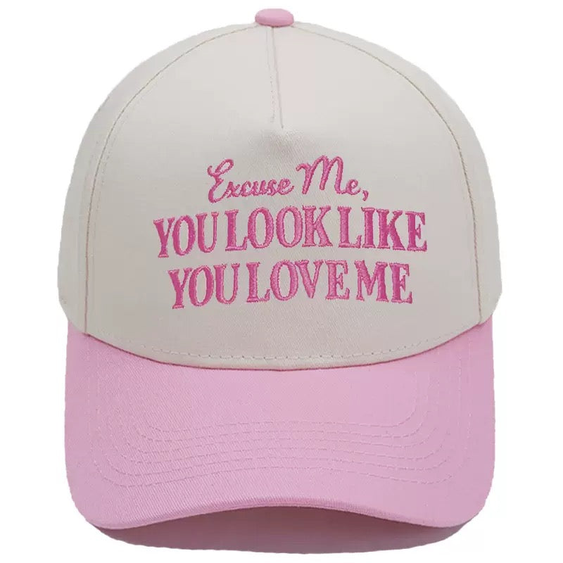 Excuse Me You Look Like You Love Me Trucker Hat – Two-Tone Camo Brim Snapback Cap, Funny Western Country Hat for Men & Women