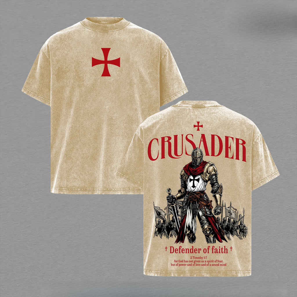 Crusader Defender of Faith Graphic T-Shirt, Sweatshirt & Hoodie – 2 Timothy 1:7 Christian Knight Print, Medieval Faith Streetwear Apparel