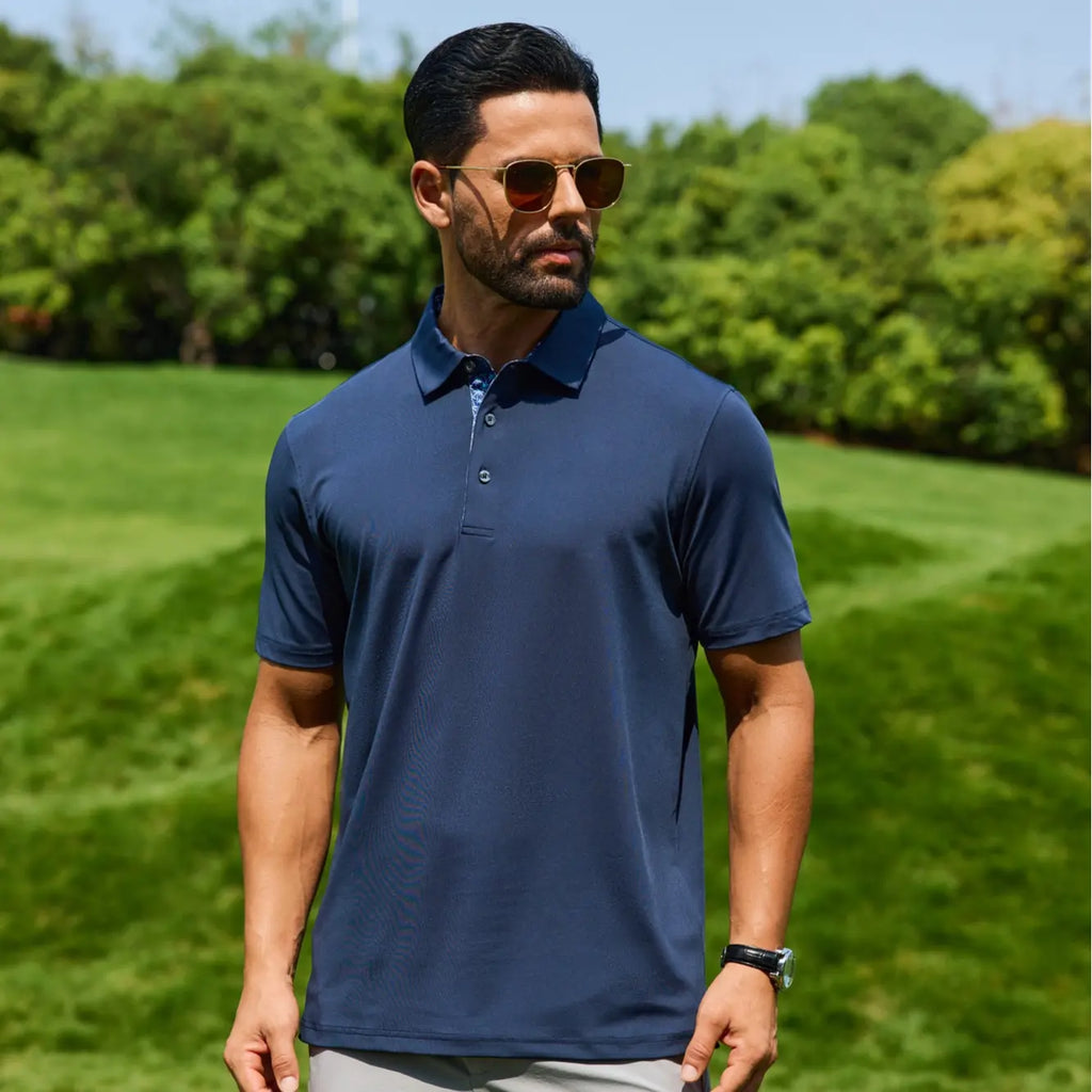 3-Pack Men’s Performance Polo Shirts – Short Sleeve UPF 30+ Golf Polos with 4-Way Stretch, Cooling & Moistur