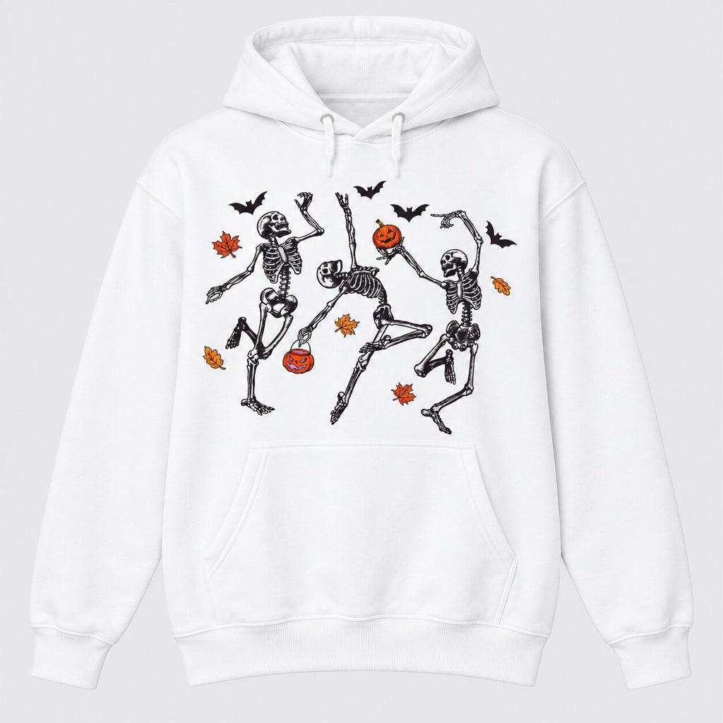 Dancing Skeletons Halloween Graphic T-Shirt, Sweatshirt & Hoodie – Funny Pumpkin & Spooky Season Design