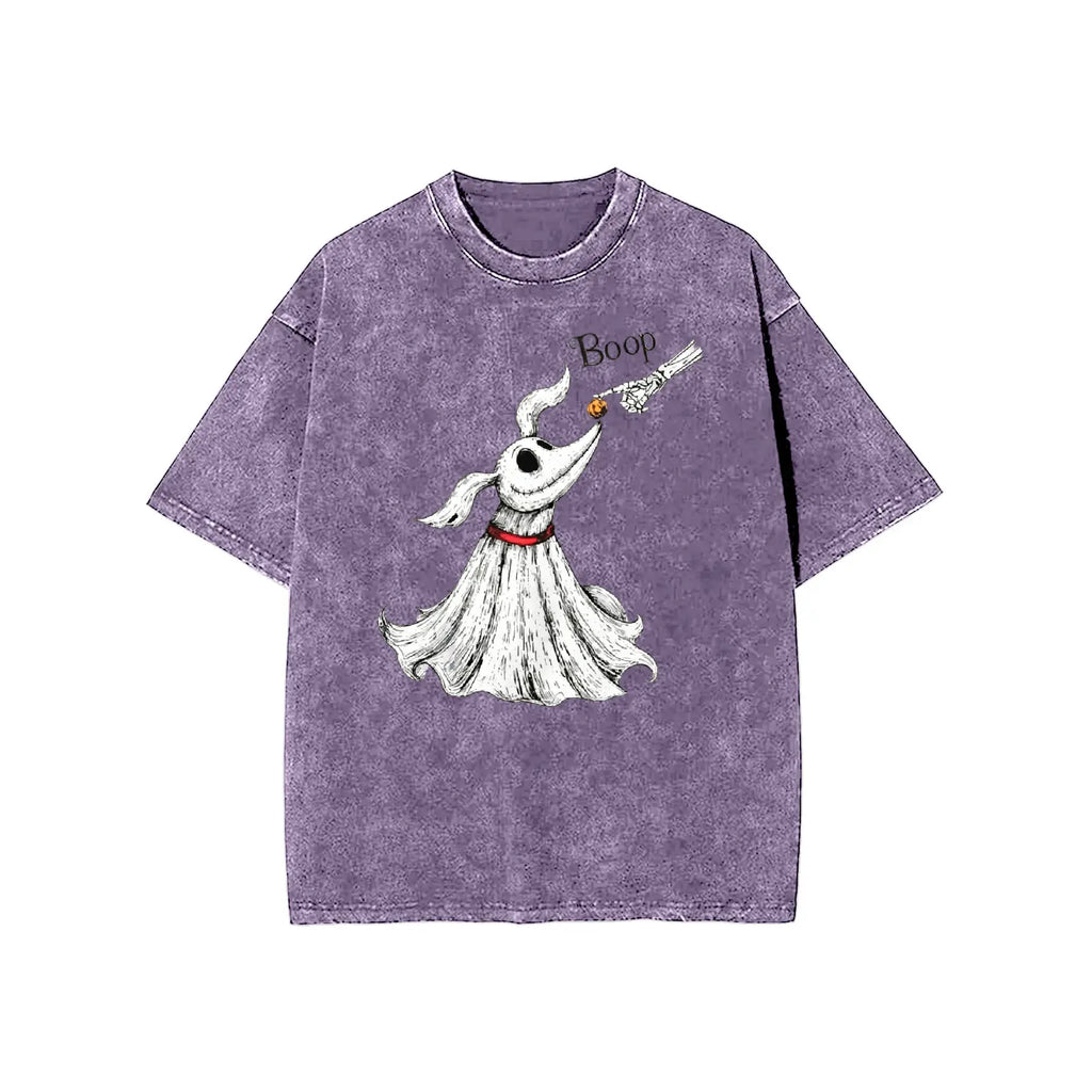 Zero Dog Boop Halloween Graphic T-Shirt, Sweatshirt & Hoodie – Funny Skeleton Hand & Ghost Dog Spooky Season Shirt