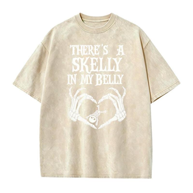 There’s a Skelly in My Belly Halloween Pregnancy T-Shirt, Sweatshirt & Hoodie – Spooky Baby Announcement Skeleton Graphic Apparel