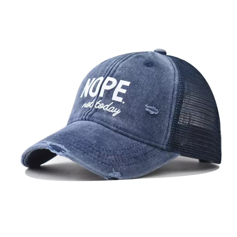 NOPE. Not Today Embroidered Baseball Cap – Funny Vintage Distressed Dad Hat for Men & Women