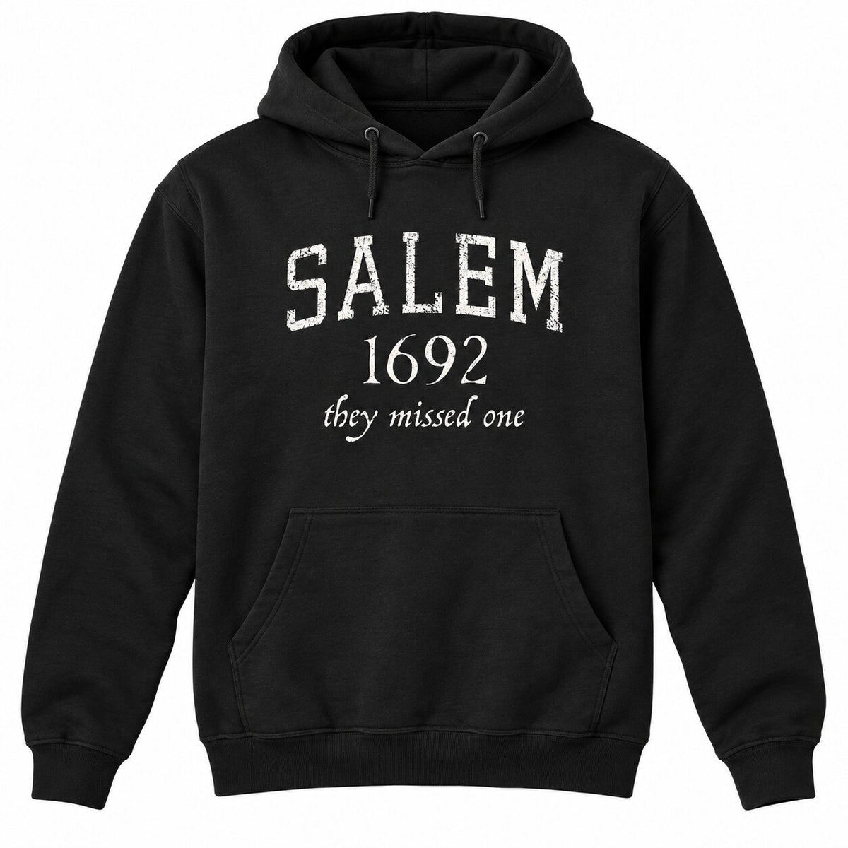 Salem 1692 They Missed One Witch Graphic T-Shirt, Sweatshirt & Hoodie – Funny Halloween Witchy Humor Apparel