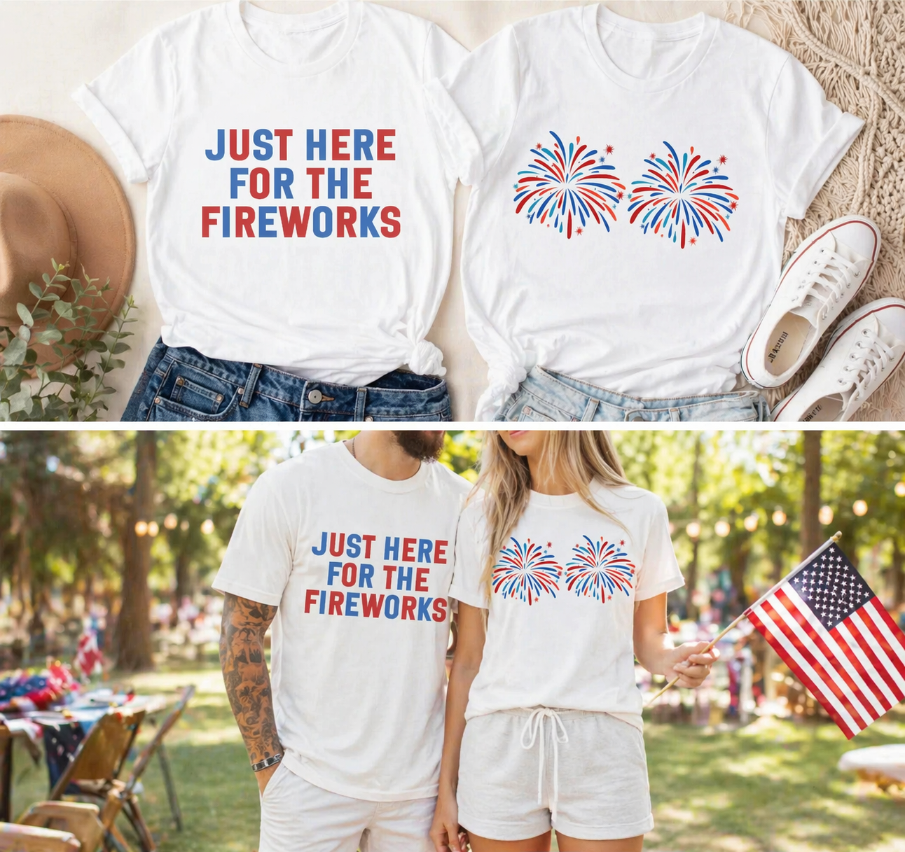 Funny Couples Fourth of July Shirts, Adult Humor 4th of July Matching Shirts for Couples, Independence Day Fireworks Tee