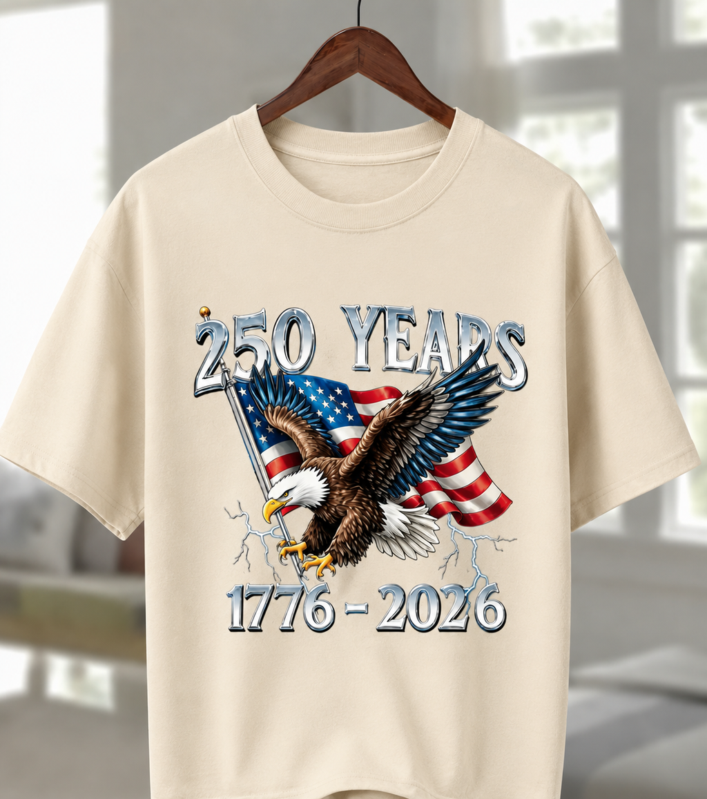 1776-2026 America 250 T-Shirt/Sweatshirt/Hoodie – Patriotic Eagle & American Flag Graphic Tee
