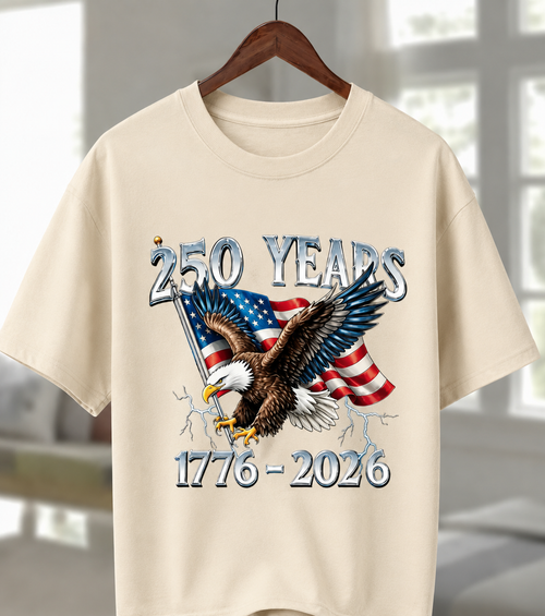 1776-2026 America 250 T-Shirt/Sweatshirt/Hoodie – Patriotic Eagle & American Flag Graphic Tee