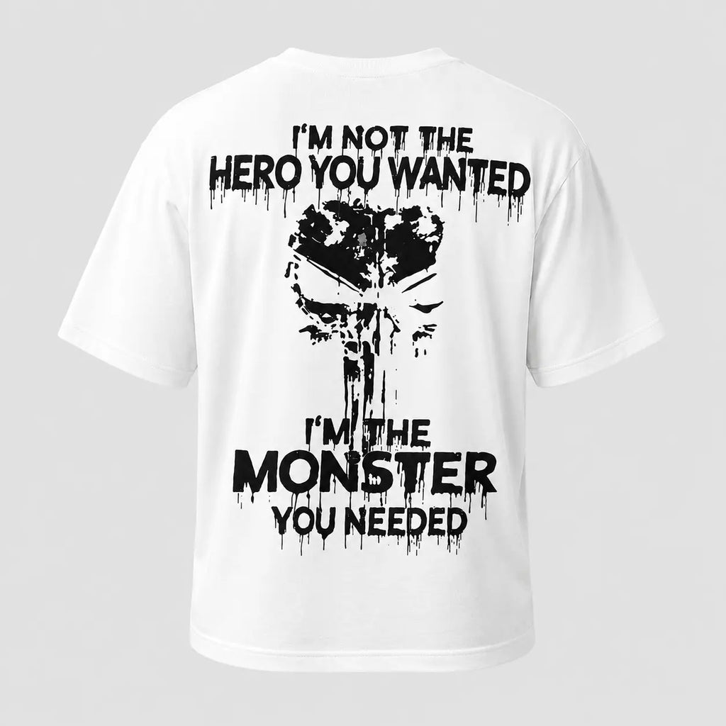 I’m Not the Hero You Wanted Graphic T-Shirt, Sweatshirt & Hoodie – Monster You Needed Skull Print, Dark Grunge Streetwear