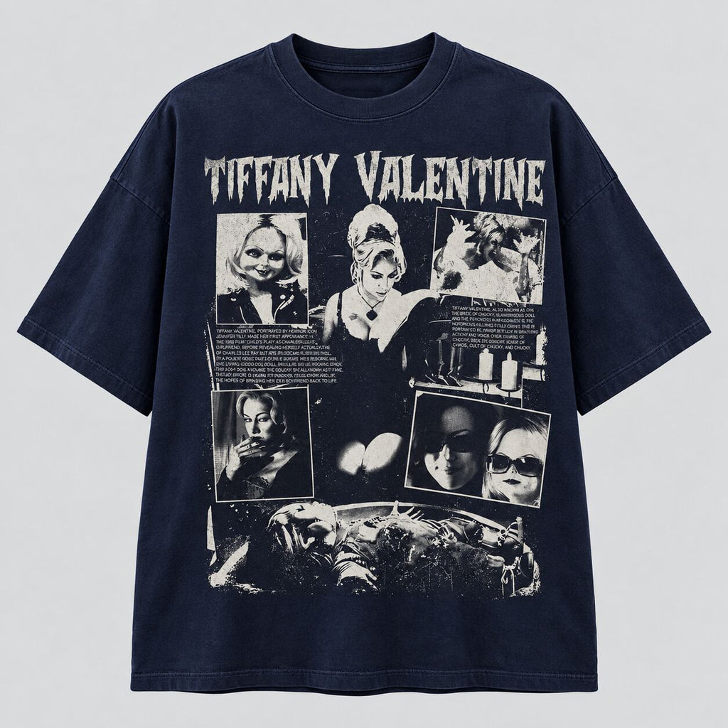 Tiffany Valentine Horror Movie Graphic T-Shirt, Sweatshirt & Hoodie – Vintage Halloween Spooky Season Apparel